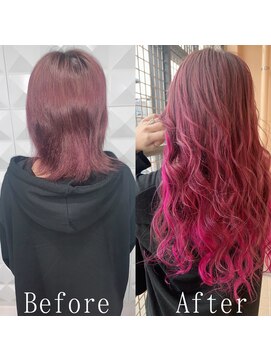 エクステ専門店あるじゃんすー 小倉店 ビビッドチェリーピンク#シールエクステ#フリンジウェーブ#小倉