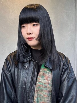 ガーデンヨコハマ(GARDEN YOKOHAMA) 姫カット セミディ レイヤーカット 黒髪 フルバング 暗めカラー