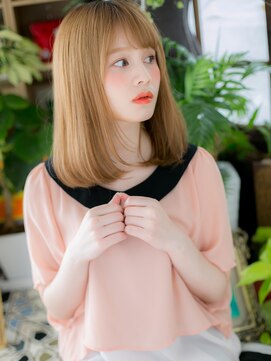 カバーヘア ブリス 志木南口駅前店(COVER HAIR bliss) 大人かわいい斜めバング透明感ブリーチミディh3志木10代20代30代