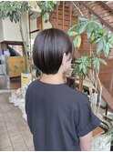 丸みショートボブ×オリーブグレージュカラー