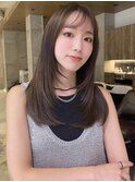 セミロング30代40代ストレートレイヤー前髪なし前髪あり表参道