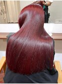 原宿チェリーレッドバイオレットブラウンブリーチなしカラー