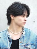 メンズ韓国センターパート毛流れウルフフェザーショート渋谷