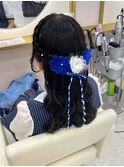 お花ハーフアップ