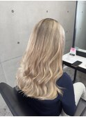 ダブルカラーベージュハイライトケアブリーチバレイヤージュ
