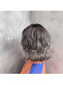 グレー×グレージュバレイヤージュ☆ブリーチ3~4回以上