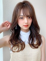 愛されミディアム/前髪パーマ/ベージュカラー/20代30代40代