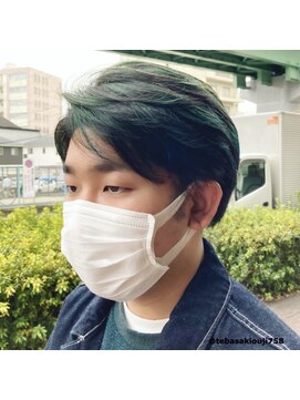 エスヘアー 名古屋 金山(es hair) ツーブロック・コントラストグリーンハイライト