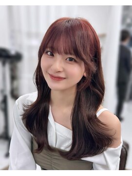 ハピネス 梅田茶屋町店(HAPPINESS) 韓国ヘア/レイヤーカット/髪質改善/顔周り/チェリーピンク