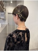 ショートヘアアレンジ/お呼ばれへア/水引/金箔/ヘアセット/登戸