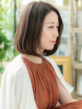 カバーヘア イヴ 戸頭店(COVER HAIR EVE) かきあげパング黒髪アッシュ小顔前下がりボブa戸頭20代30代40代