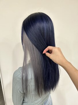 ワンバイワン(One×One) 【林】ネイビー×シルバーなインナーカラー