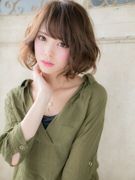 モッズ ヘア 福岡姪浜店(mod's hair) mod's姪浜/斜めバングオンブレくせ毛風ゆるふわエアリーボブh