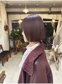 チェリーレッド　小顔ボブ