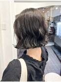【白石】コテ巻き風ニュアンスボブパーマウェーブ原宿