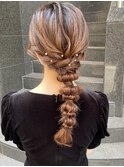 花田/ヘアセット結婚式お呼ばれヘア編みおろし下北沢卒業式