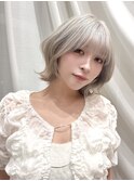 ホワイトブロンド韓国ボブ