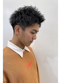 束感ショート×スパイラルパーマ