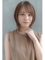 小顔ヘア/ヌーディーカラー/大人ボブ/シースルーバング