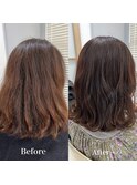 艶ブラウンビフォーアフター［髪質改善/藤沢美容室］