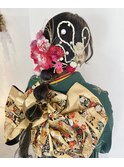 成人式 卒業式 パーティーヘアセット 派手髪アレンジ