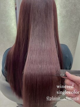 プレジールバイラファブリック(PLAISIR by LA FABRIQUE) PLAISIR/佐々木　ブリーチなし　ワインレッドカラー　草加