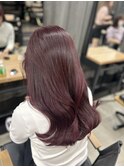 ブリーチなしダブルカラーで叶うチェリーピンク◎矢口