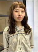 前髪カット オリーブベージュ 透明感カラー 顔周りカット 20代