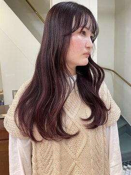 ニコ トウキョウ 渋谷(nico TOKYO) ダブルカラーチェリーレッドピンクブラウン韓国レイヤーロング