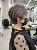 大人可愛い丸みショート×デザインハイライトオージュアTr