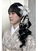 卒業式ヘアセット/編み込みカチューシャ/サイドポニー