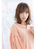 脱力系ミックスカール…暖色系カラーシースルーくびれミディb
