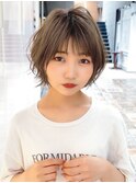 20代30代大人可愛いエアリーパーマラテカラー小顔ミニショート