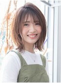 《ミディアム》くびれボブ ベージュブラウン