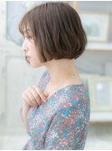 ★グレージュアッシュゆるふわ小顔Aラインボブ20代30代40代★10