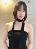 小顔に見せるヘア/ワンレン/ボブウルフ/ネビージュ/黒髪カタログ