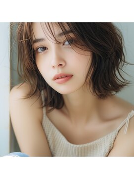 シエル ヘアデザイン 松戸(CIEL HAIR DESIGN) 【シエル松戸】ミルクティーアッシュくせ毛風大人ボブパーマ