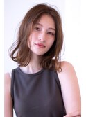 外はねミディ/20代30代大人きれい/ベージュカラー