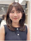 レイヤーカットシースルーバング韓国ヘアミディアムレイヤー