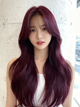 レイヤーカットバレイヤージュオリーブグレージュハッシュカット