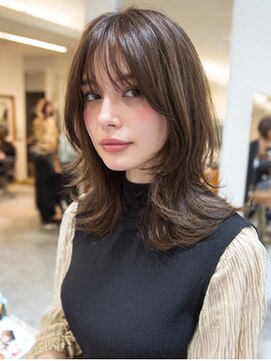 ダル 渋谷/表参道(DAL.) 顔周りカットハッシュカットダークブラウンワンホンレイヤー韓国