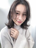 アコロン(acoron)&nbsp;小顔カット_毛先パーマ_ことりベージュ_黒髪ウォーターフォール