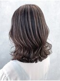 ハイライトロング_ピンクブラウン切りっぱなしボブ_ba477331