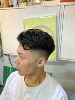 メリケンバーバーショップ フクオカ(MERICAN BARBERSHOP FUK)&nbsp;ハイライトマッシュパーマウルフアッシュブラック