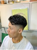 ハイライトマッシュパーマウルフアッシュブラック