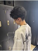 刈り上げセンターパート/フェザーショート/メンズカット/パーマ