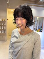 マイン(mine)&nbsp;ボブパーマ　ボブレイヤーパーマ　アッシュカラー　トーンダウン