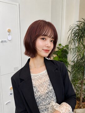 フォト 新宿三丁目(foto) 地毛風縮毛矯正韓国風顔まわりレイヤー小顔ボブ切りっぱなしボブ