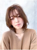 20代30代大人かわいい斜めバングデザインカラーシルキーベージュ