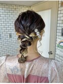 編み下ろしポニー　お呼ばれヘア　結婚式